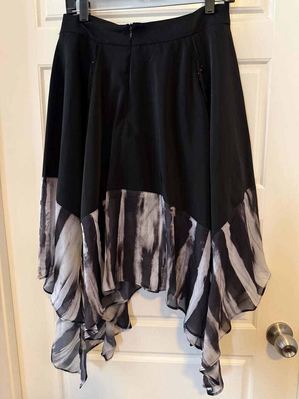 Aporia.AS Black Asymmetric Handkerchief Hem Skirt Tie Dye Fringe Tassel M - Picture 2 of 7